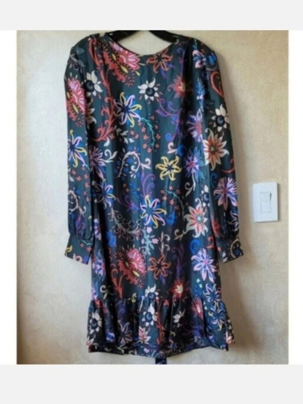 NWT TORY BURCH FLORAL SILK TWILL SHIFT DRESS IN BLACK MOUNTAIN FLORAL